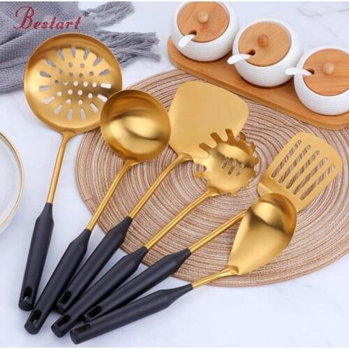 7PCS Kitchen Knife Cooking Set 304 Stainless Steel Spatula Soup Spoon Special Cooking Shovel with Hollow Handle Kitchen Tools
