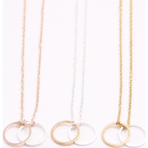 Digit zero symbol Pendant necklace Two connection circles Pendant necklace the to women