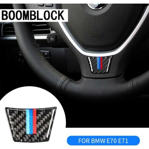 BOOMBLOCK Carbon Fiber Steering Wheel Panel Sticker Car-styling Accessories decoration interior For bmw X5 E70 X6 E71 2008-2013