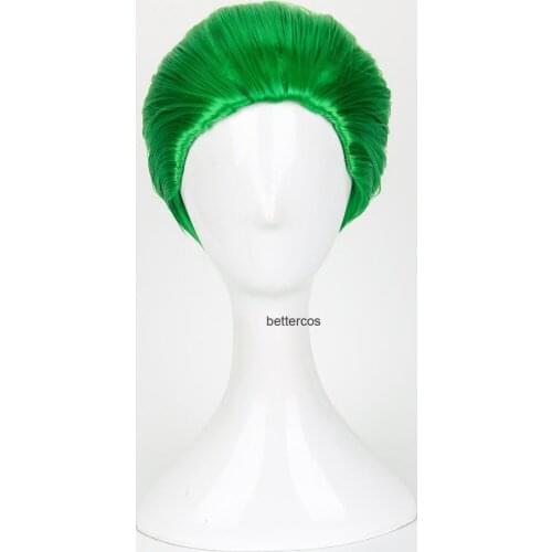 The Joker Cosplay Wig Short Green Slicked Back Heat Resistant Synthetic Hair Wig + Wig Cap