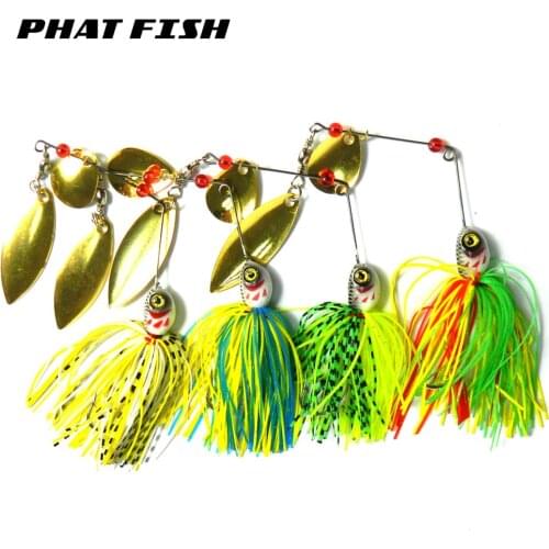 PHAT FISH 1pc 20g Willow Colorado Double Blades 3D Eyes Bass Walleye Freshwater Fishing Spinnerbait Metal Lures