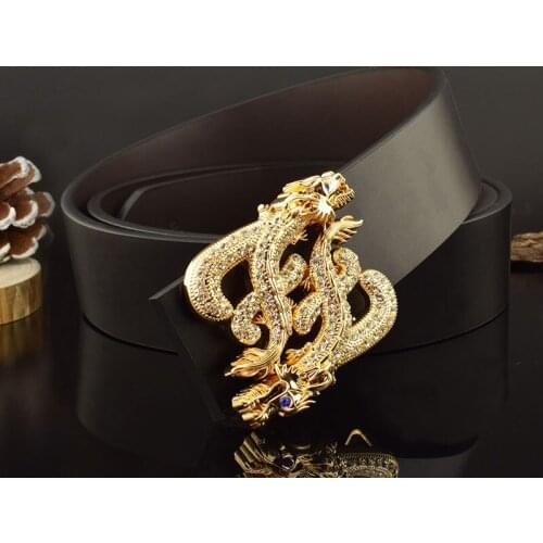 Fashion Brown Belt Mens Leather High Quality Casual Brand Luxury Dragon Buckle Designer Mens Belt Luxury Brand New