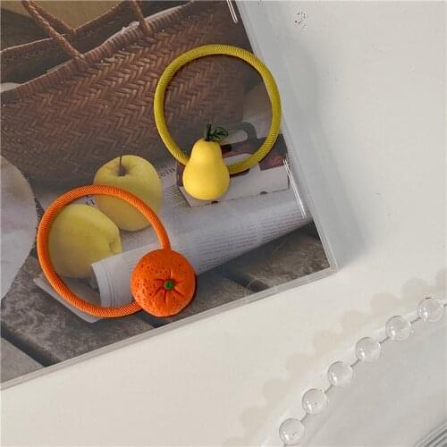 Cute Cartoon Fruit Flower Elastic Hair Rubber Bands for Children Kids Girls Scrunchie Tie Hair Ring Rope Accessories