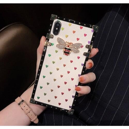 Luxury Shiny Square Bee Phone Case For Huawei P40 Lite P30 Pro P20 Y9 Y7 Y6 Y9 Prime 2019 Shockproof Soft Silicone Back Cover
