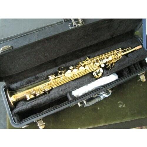1:1 SOPRANO Saxophone YANAGISA SW01 Model Gold Lacquer Straight B flat Saxophone One-piece Musical Instruments