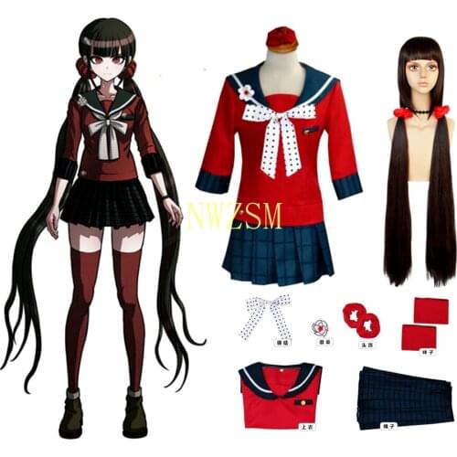 Anime Danganronpa Harukawa Maki School Girls Uniform Wig Cosplay Costumes