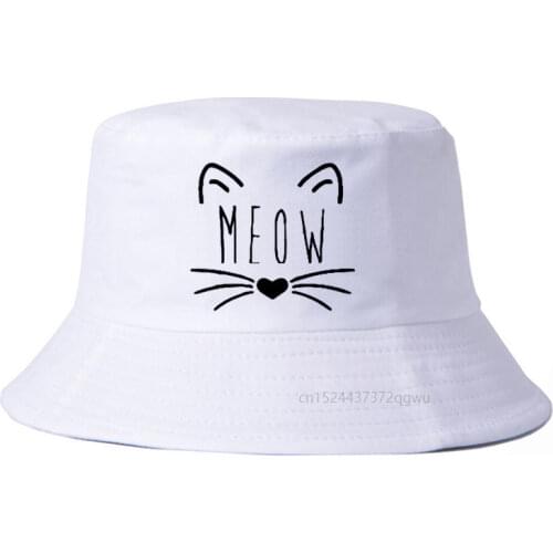 Sunscreen Men Women meow Bucket Hat Caps Summer safari Fisherman High Quality Cotton Simple Hats harajuku pop fisherman hat