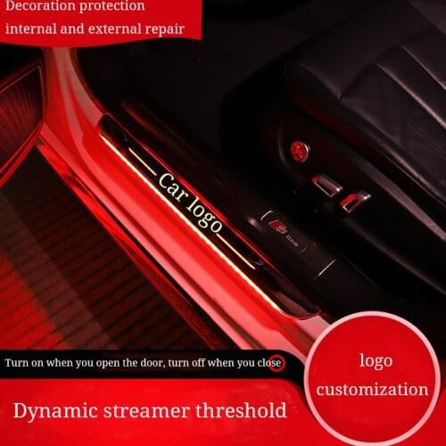 LED Door Sill Moving Scuff Plate Acrylic Door Sills Car Welcome Light Sticker Accessories LED Car Door Sill Scuff Plate for Seat