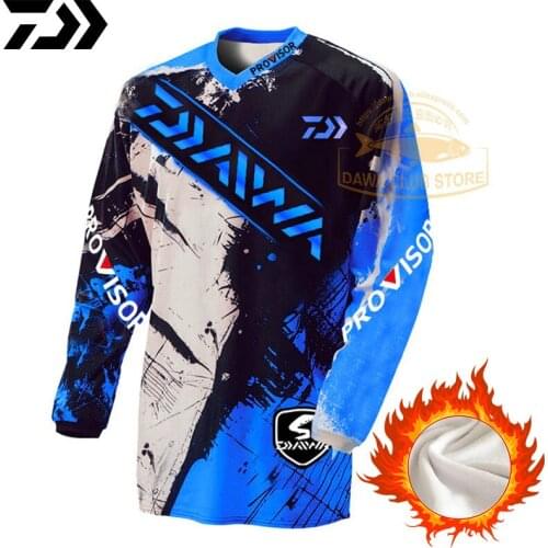 Thermal Fishing Clothing DAWA Thicken Winter Fleece Fishing Jersey Long Sleeve Thermal Underwear Fishing Clothes Sweater