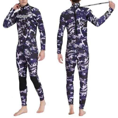 Diving Suit Men 3mm Full Surfing Wetsuit Long Sleeve UV Protection Swimsuit with Back Zipper and Knee Pad - Various Sizes