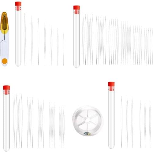 Premium Beading Needles Steel Wire Necklace Crafting Threading Tool Embroidery Collapsible Needle