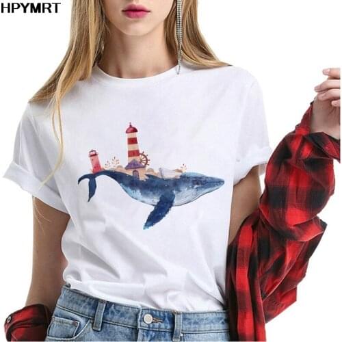 Fun dolphin T Shirt Women Harajuku Kawaii 2020 new summer T-shirt Graphic 90s Tshirt woman clothes Fashion kpop Top Tees Female