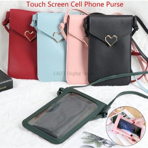 1PC Touch Screen Cell Phone Women Bag Purse Smartphone Wallet Leather Shoulder Strap Handbag For Iphone Samsung Huawei