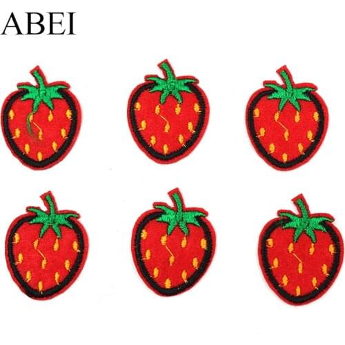 10pcs/lot Iron On Cartoon Fruits Patches Embroidery Mini Small Strawberry Stickers Bags Clothes Jeans Coats Decoration Appliques
