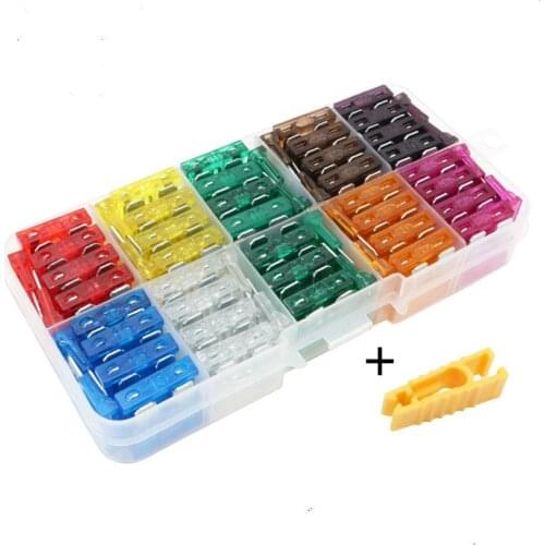 100PCS Car Fuses 5A 7.5A 10A 15A 20A 25A 30A Amp with Box Clip Assortment Auto Blade Type Fuse Set Truck