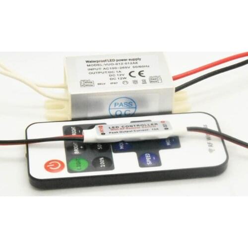 12V 24V Dimmable IP67 LED Power Transformer + Remote Dimmer 12W 20W 30W 45W 60W 80W 100W Strip Lighting Driver Regulator
