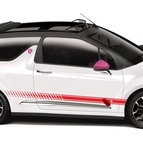 2 Pcs Car Styling DIY Sticker for Citroen Ds3 Ds5 Ds7 Auto Body Decals Car Racing Sports Long Stripe Sticker