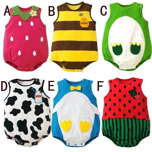 2020Cosplay Baby Bodysuit Summer Baby Boy Girls Watermelon Strawberry Jumpsuit Cotton Infant Toddler Costumes Sleeveless