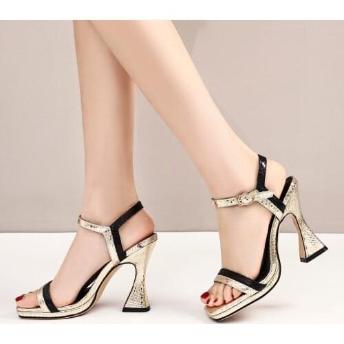 2021Fashion Women Sandals Ladies Summer Shoes High Heel 10.5cm Square Toe Party Shoes For Women Plus Size Heels Girls Sandals
