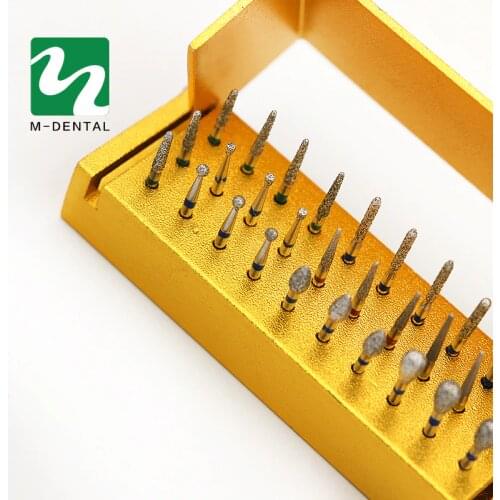30pcs Dental Diamond Burs Drill Disinfection + Aluminum Block High Speed Handpiece Holder For Dental Lab Free Shipping