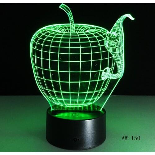 3D Creative Apple Design Lamp LED Night Lights with USB Cable Lighting as Indoor Room Decoration 7 Colors Birthday Dec AW-150
