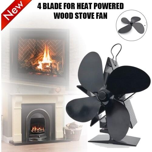 4 Blade For Wood Stove Fan Fireplace Fire Heat Power Saving Eco fan Replacement