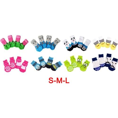 4pcs Pet Dog Puppy Cat Shoes Slippers Non-Slip Socks Pet Cute Indoor for Small Dogs Cats Snow Boots Socks pet supplies