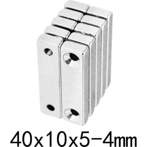 5~50pcs 40x10x5-5 Power Magnetic 40x10x5mm Hole 5mm Strong Square NdFeB Rare Earth Magnet 40*10*5 mm 2holes 5 Neodymium Magnets
