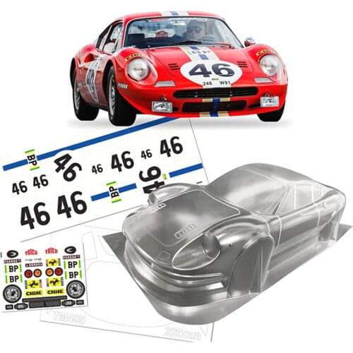 Team C Dino246 Toys Model Clear Body Shell With Sticker For Rc Drift Car Flat Sport On-Road Rally Electric Cars