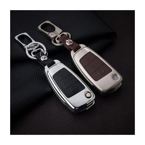 Zinc Alloy+Leather Car Key Cover Case For Audi A1 A3 A4 A5 A6 A7 A8 R8 Q3 Q5 Q7 TT 80 B5 B6 B7 B8 C5 C6 R8 A4L A6L With Buckle