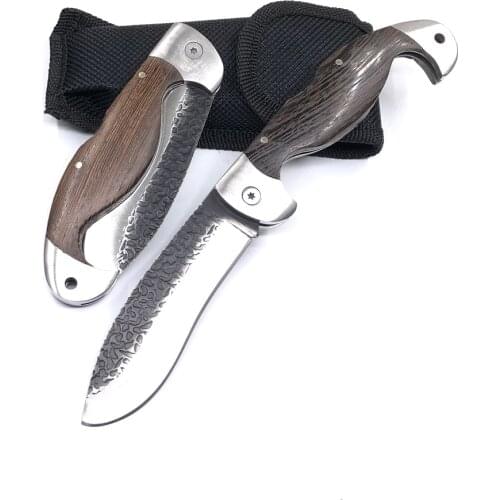 210mm/8.27'' Damascus Survival Knife Outdoor Tactical Folding Pocket Knife EDC Self-defense Tool Hiking Camping Hunting Knives