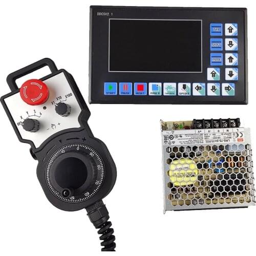 DDCSV2.1 3-axis 4-axis cnc motion controller cnc kit controller + handwheel + DC power supply support G code Support U disk read