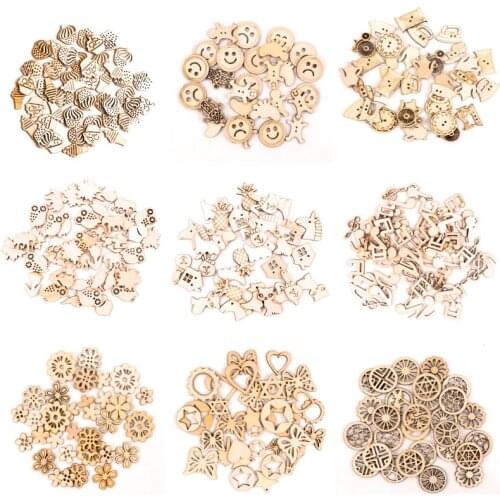 20-40mm Wooden Animal Plant Cake Shape Handmade Home Decoration Craft Hanging Ornament Accessory Painting Scrapbooking DIY