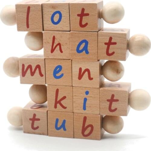 Wooden Montessiori Phonetic Reading Block Toddler Learning English Word Toy The Letter Early Educational Toy For Children J2346Y