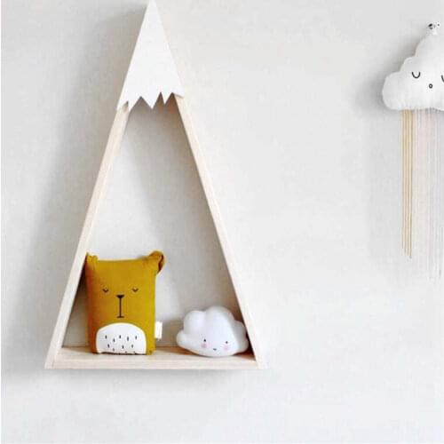 Childrens Room Cute Triangle Wooden Shelf House Partition Nordic Style Home Decor Crafts Decorative Shelves Photography Props