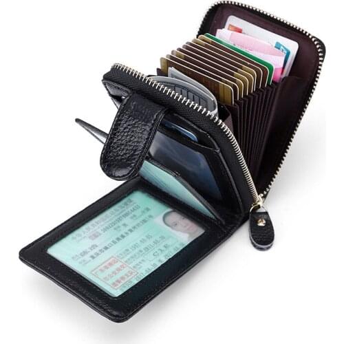 RFID Genuine Leather Fashion Short Wallet Women Zipper Mini Rfid Coin Purse Mini Card Holder Wallets For Women Women Portfel