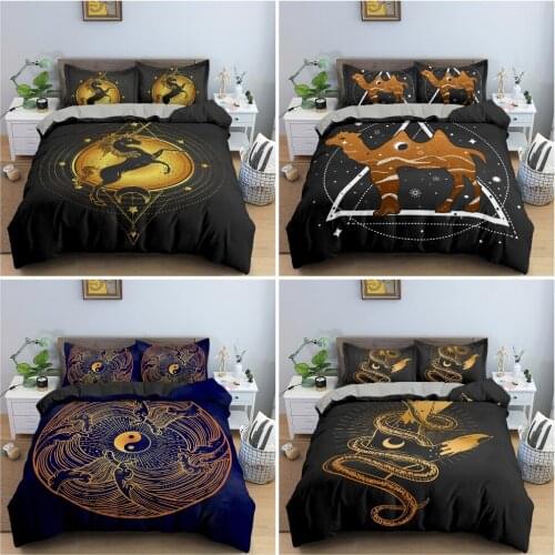 Sacred Geometry Pattern Duvet Cover Luxury Bedding Set Rainbow Unicorn And Camel Desert Art Design Bedclothes Bed Decor 2/3PCS