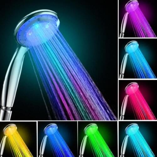 Romantic Automatic Color LED Ultra-quiet Lights Handing Rainfall Shower Head Single Round Head For water Bathroom
