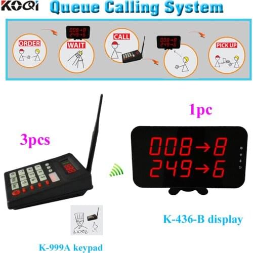 New design popular used in snack bar queue channel Display 3 keypads 1 number receiver