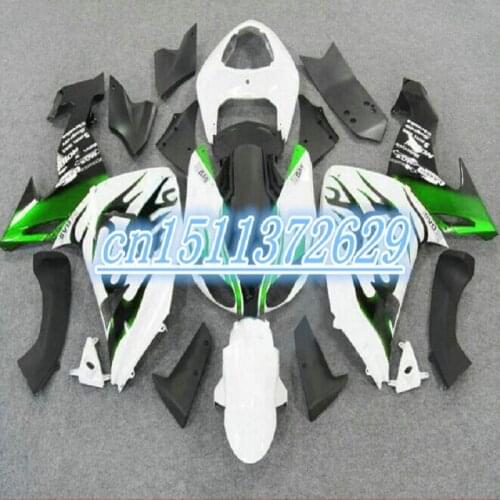 Bodywork fairing kit for Kawasaki Ninja ZX10R 06 07 green flames white fairings ZX10R 2006 2007