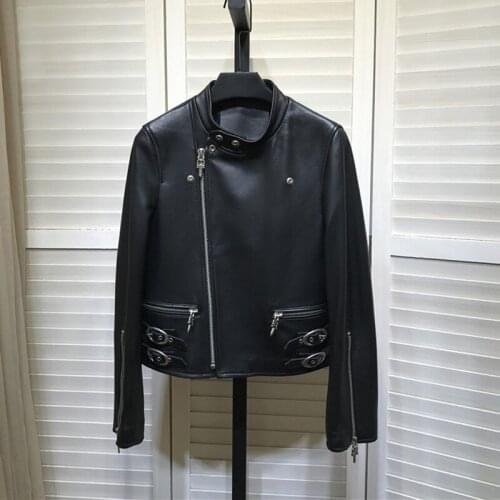 Imported coats Sheepskin high quliaty 2021 new arrival women spring coat genuine leather jacket Moto & Biker outerwear slim