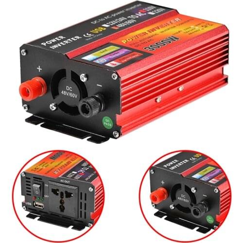 Solar Inverter 12V 220V 3000W Peak Voltage Converter Transformer DC 12V&24V 48V&60V To AC 110V/220V Auto Adapt Inversor