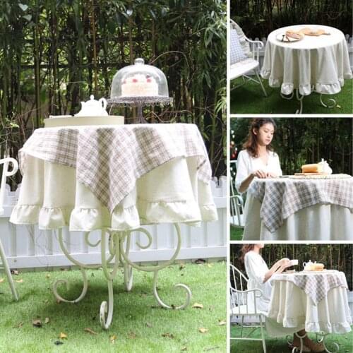 Retro Cotton Ruffle Tablecloth Round Rectangle Square Tablecloths Dining Table Cover Kitchen Party Hotel Table Cover Home Decor