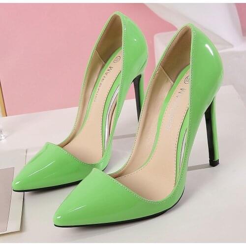 New Fashion Women Thin High Heels Sexy Party Dress Shoes Woman Pointed Toe Ladies Patent Leather Office Pumps Big Size DB0011