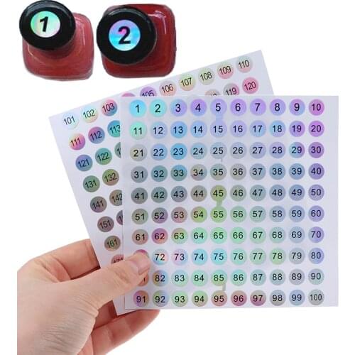 Waterproof Number 1-200 Laser Labels Stickers For DIY Craft Nail Polish Lipstick Color Number Tags Bar Wine Glass Labe