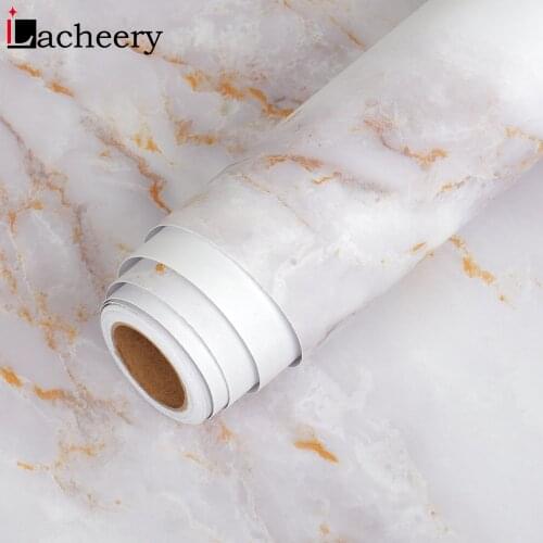 Waterproof Marble Wallpapers Self Adhesive Removable Film Kitchen Stove Cabinet Home Decals Decor Supplies Wall Stickers Mural