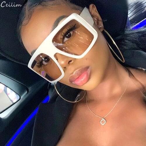 2021 Newest Design Big Frame Oversized Sunglasses Women Luxury Brand Large Flat Top Sun Glasses Trendy Square Gradient Shades