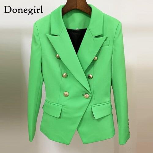 2021 New Spring Fashion Designer Blazer Womens Classic Lion Buttons Double Breasted Slim Fitting Textured Blazer Jacket Casaco
