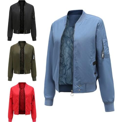 Womens Fall Coat 2021 Aviator Jacket Fashion Zip Pockets Casual Long Sleeves Stand Collar Solid Light Cotton Womens Coat