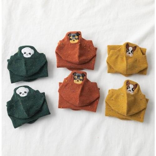 2021 Summer Womens Short Ankle Crew Socks 1 Pair Cotton Cartoon Dog Socks for Woman Solid Color Cute Kawaii Socks EU 35-43 Size